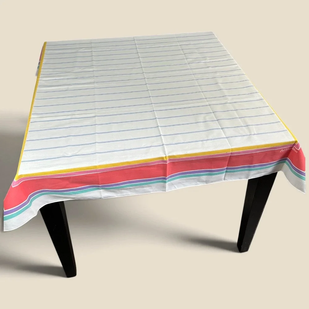 Bob Van Allen 9 Piece Tablecloth Placemats Napkins Set Colorful Stripe Vintage